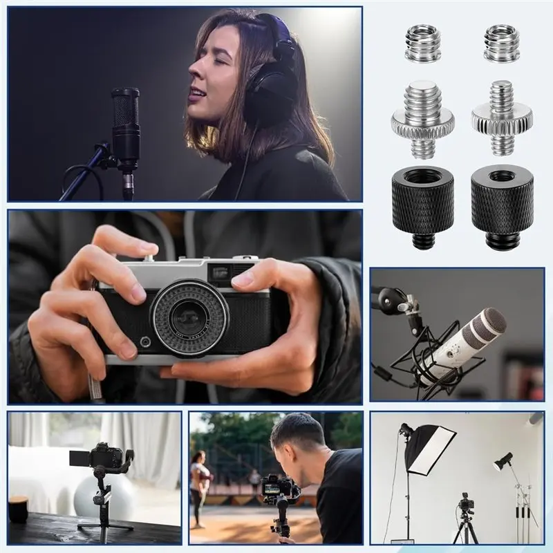 Efficientt-6PCS Tripod Screw Adapter Threaded Converter 1/4 Male To 3/8 Female And 3/8 Male To 1/4 Female For Mic Camera Stand