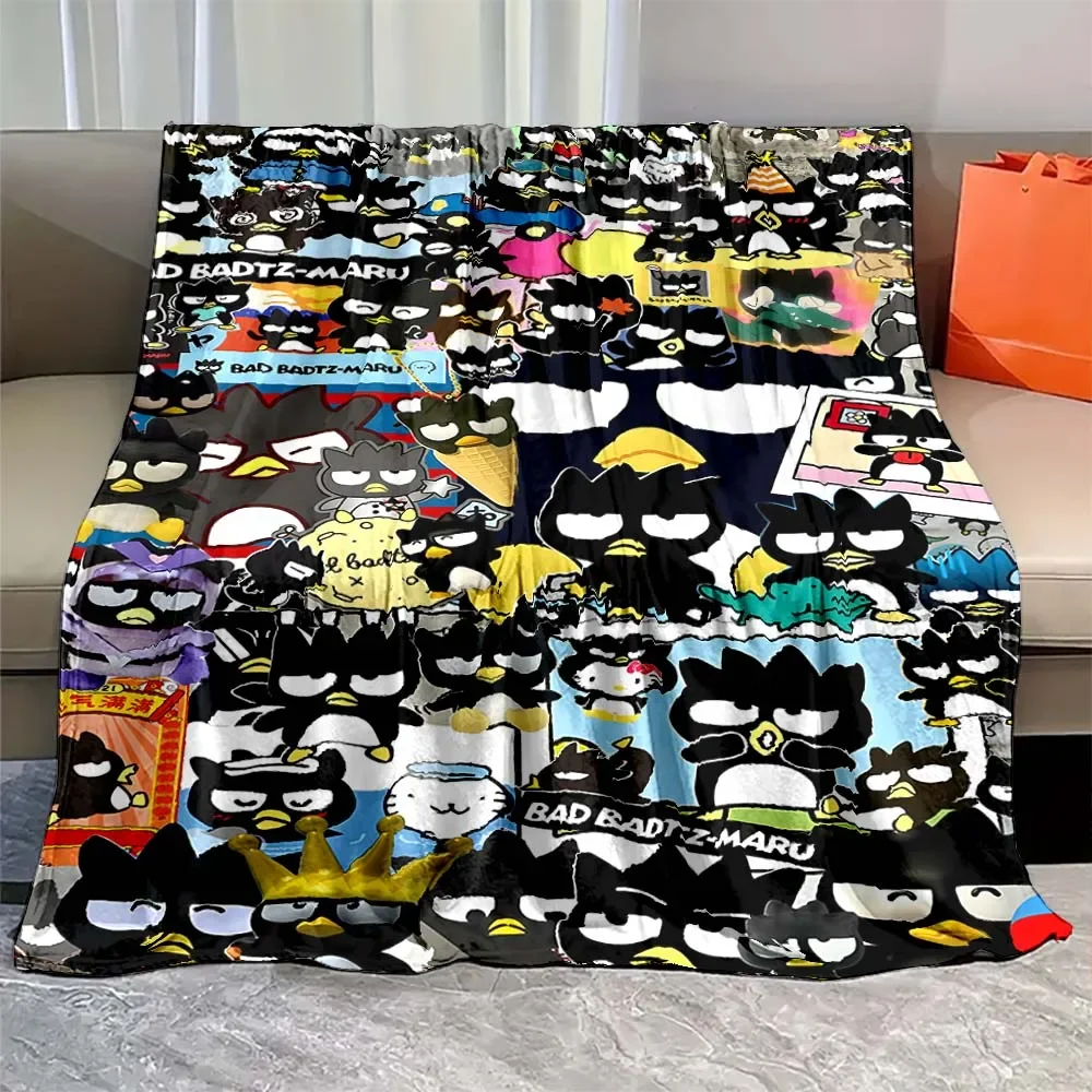 Japanese Sanrio Bad Badtz Maru Keroppi Cartoon Flannel Blanket Sheet Sofa Blanket Lunch Break Blanket Anime Peripherals Gift