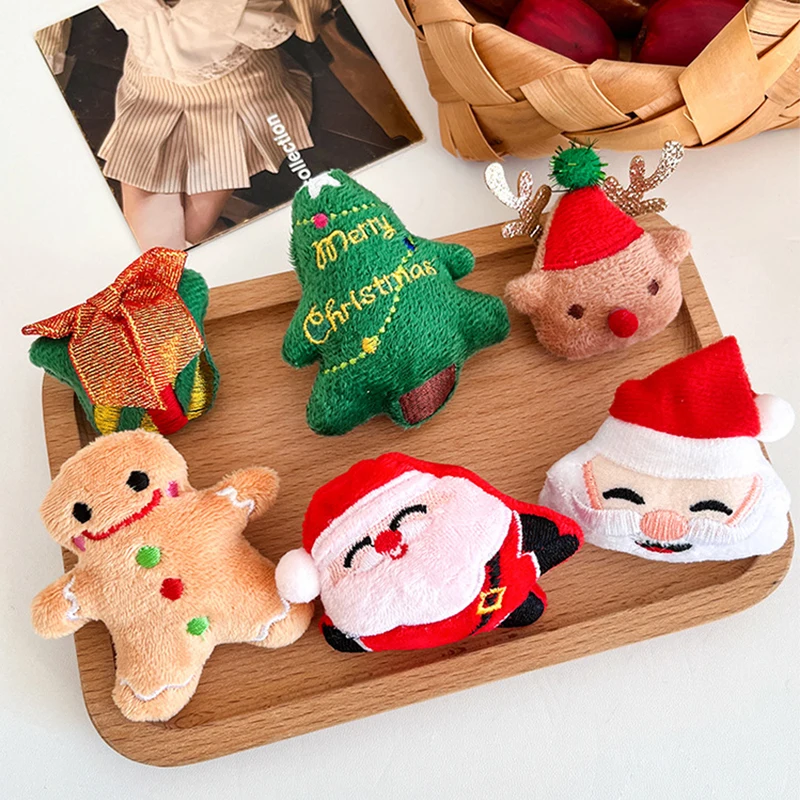 Kawaii Plush Santa Claus Christmas Tree Elk Brooches Cute Cartoon Pins Clothing Accessories Christmas Decor Xmas Gifts image 5