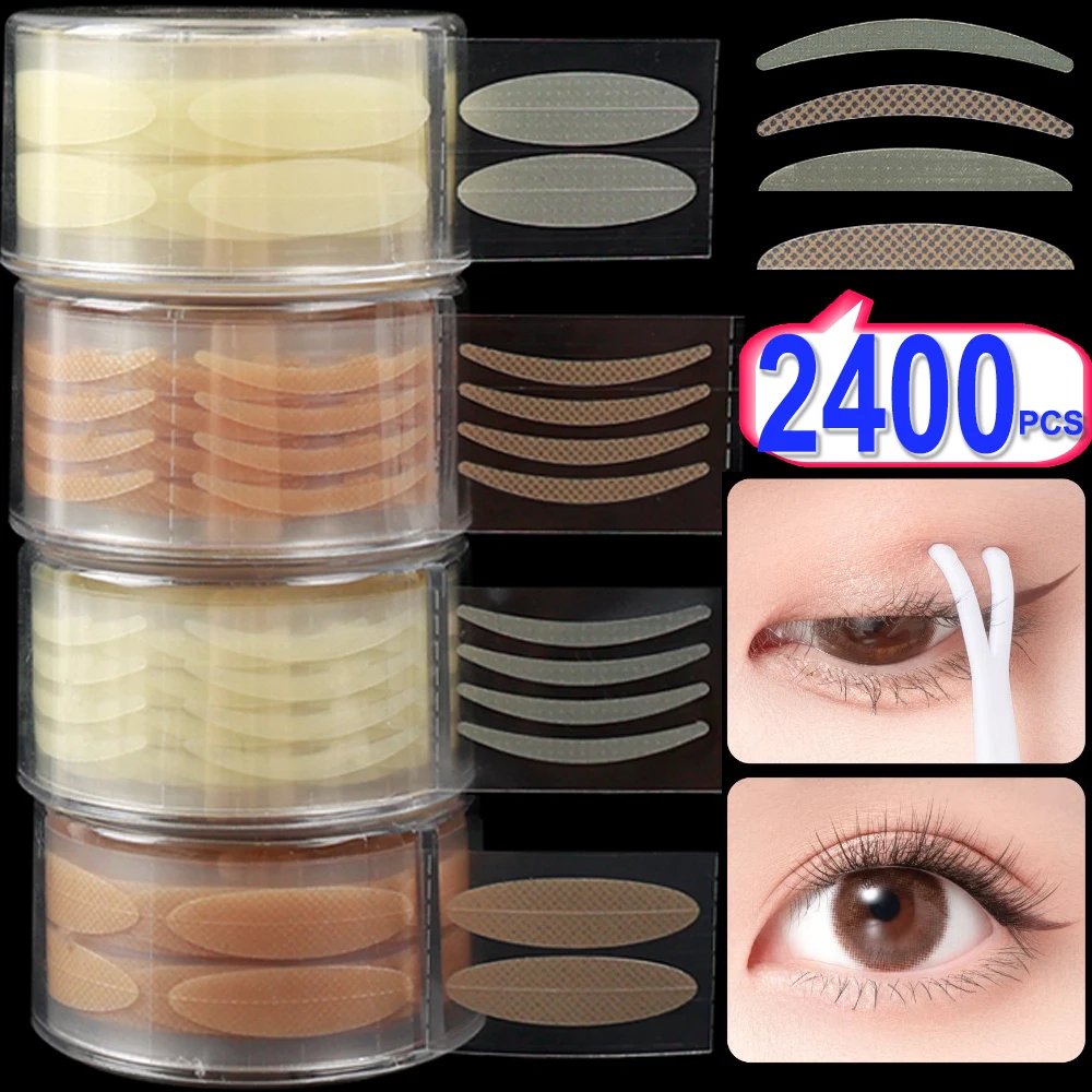 2400 Stuks Onzichtbare Dubbelgevouwen Ooglidsticker Zelfklevende Transparante Kant Ooglid Mesh Tape Eye Lift Strips Grote Oog Make-Up Tool