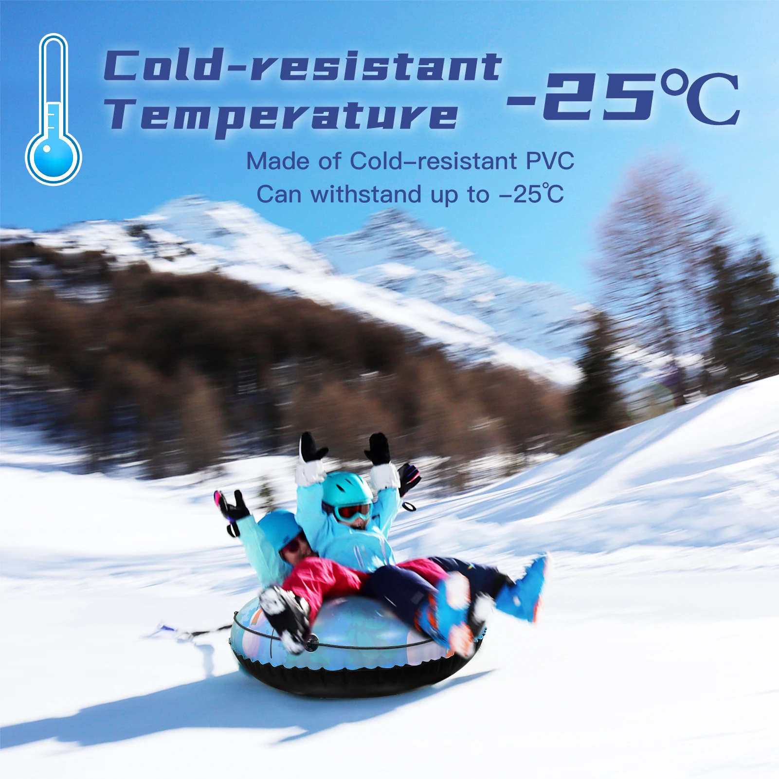 Inflatable Ski Ring PVC Sledding Tube Thicken Snow Tubing Winter  Tube with Handle Inflatable  Snow  Tube for Adults