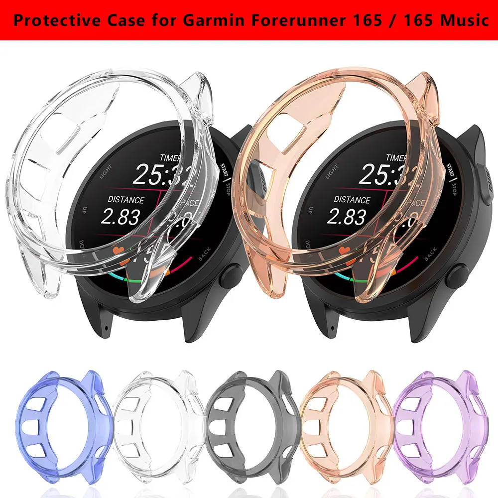 Silicone SmartWatch Protective Case Cover for Garmin Forerunner 165 / 165 Music Sports Soft Tpu Watch Protector Shell Waterproof