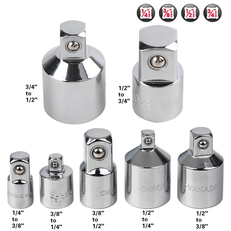 

1/5/7PC Explosion-proof Socket Wrench Connection Rod CR-V Wrench-sleeve Joint Hand Tools 1/4" 3/8" 1/2" 3/4" Wrench Adapter Set