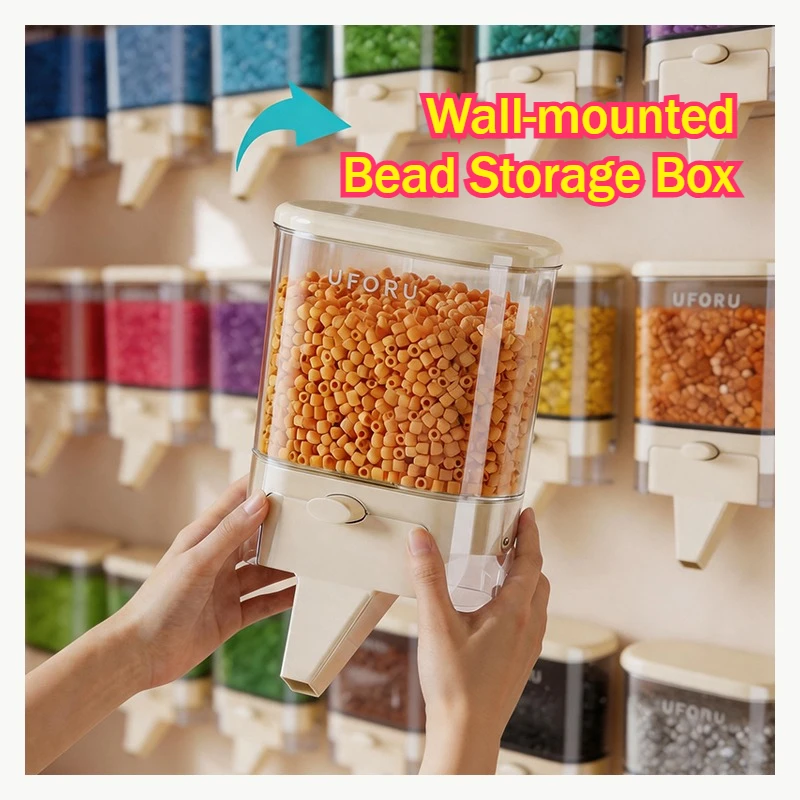 Fuse Bead Storage Box Home Figurines Accessories Large Capacity Beading Organizer No-drill Installation Wall Mounted Dispenser