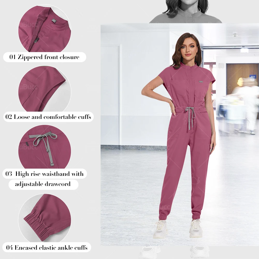 Pet Scrubs Uniforms Wholesale Medical Accessories Fashion Scrubs Jumpsuit Solid Color Unisex One-piece Garment Surgical Workwear