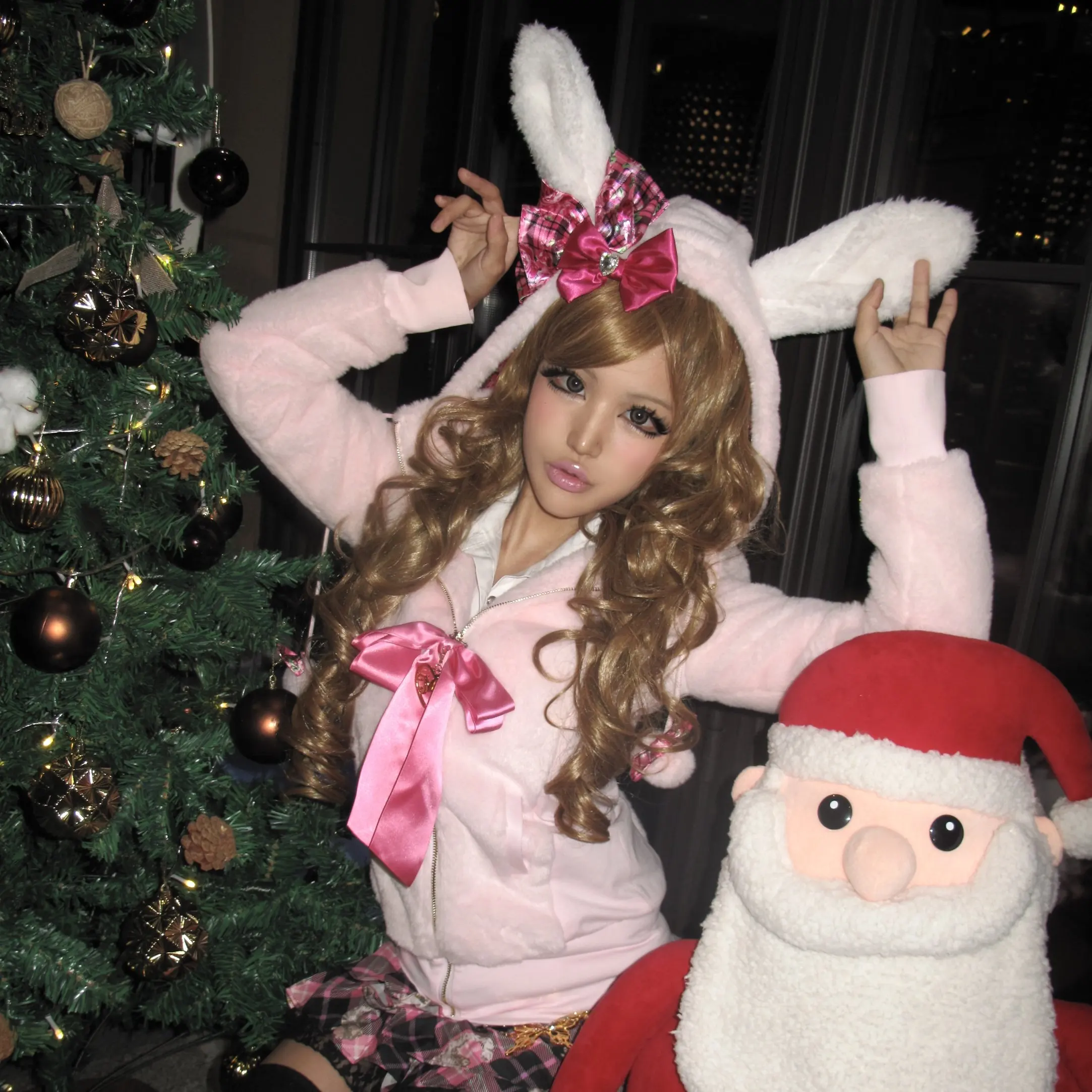 Autumn Winter Warm Coats for Women Lilgyaru Japanese Rabbit Ear Plush Jacket Gal Ji Subculture Ancient Cute Shibuya Casual Coat
