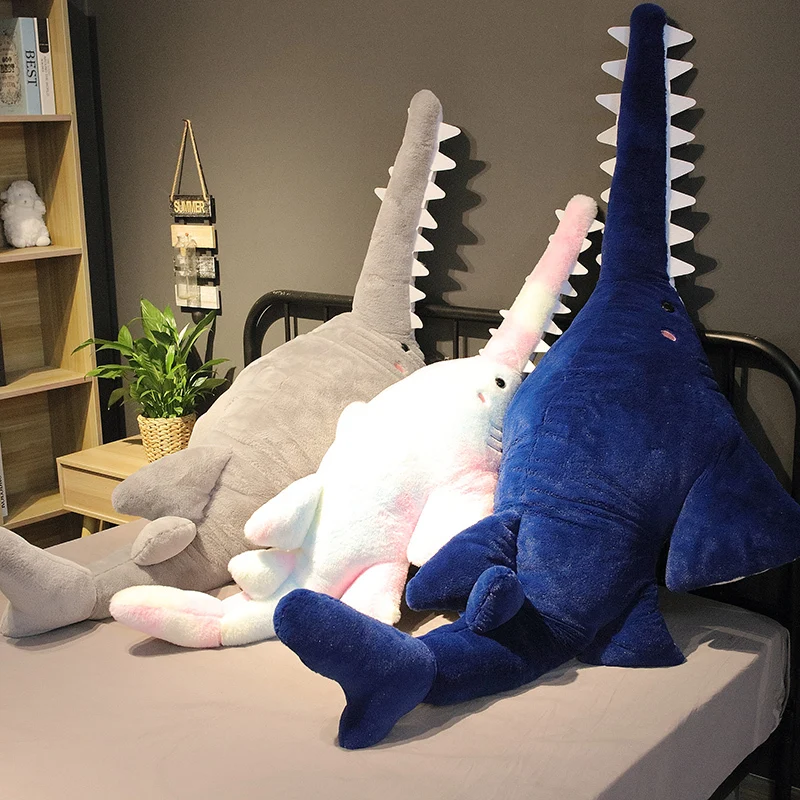 55/95/140CM Kawaii Stuffed Big Teeth Shark Doll Soft Simulation Cute Megalodon Plush Toys Kids Children Animal Pillow Gifts