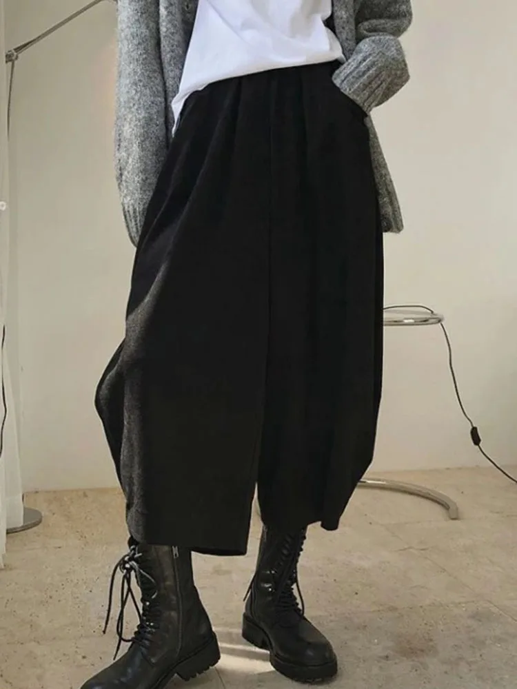 Dames casual vintage harembroek baggy mode wijde pijpen elastische pantalones losse wijde pijpen hoog getailleerde kuitlange broek