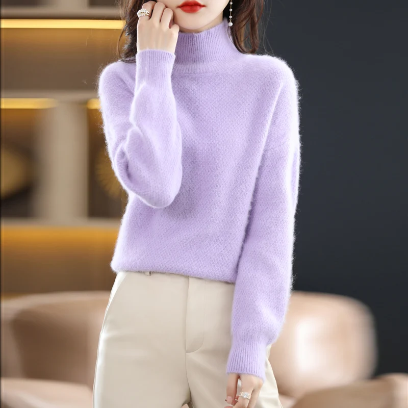 WinvyNee Women Clothing Pink Cashmere Sweater Long Sleeve Top Warm Solid Casual Pullover Outerwears Plus Size Winter A1248002