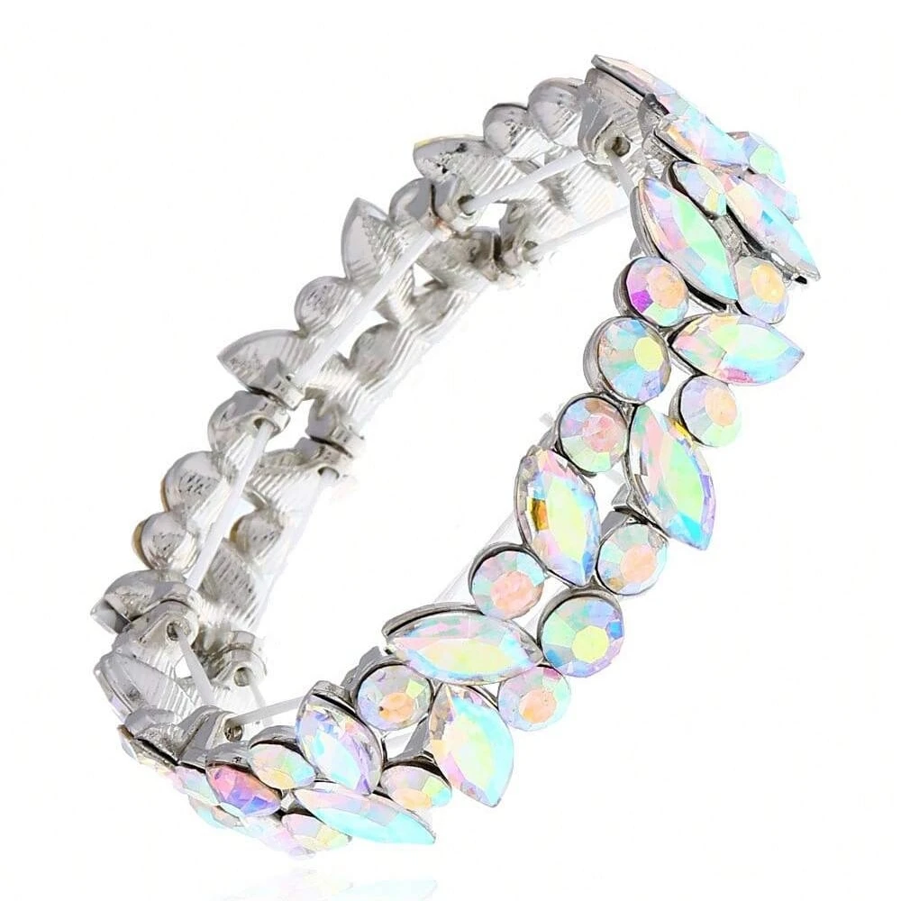 New Fashion Luxury Crystal Rhinestone Elastic Charm Bracelet Bangle For Women Wedding Party Jewelry Accessories