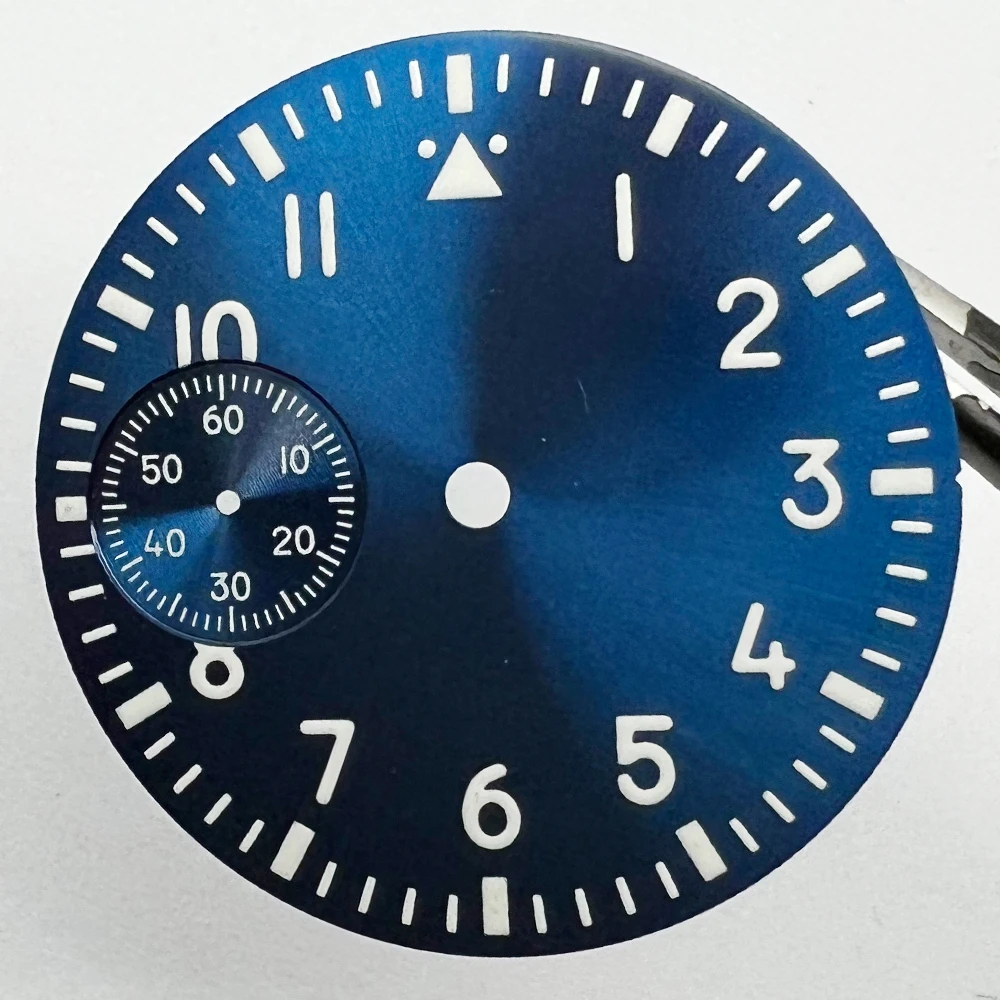 37mm Watch Dial Black Blue Green White Watch Dial Green luminous fit ETA 6497 Seagull ST3600 movement