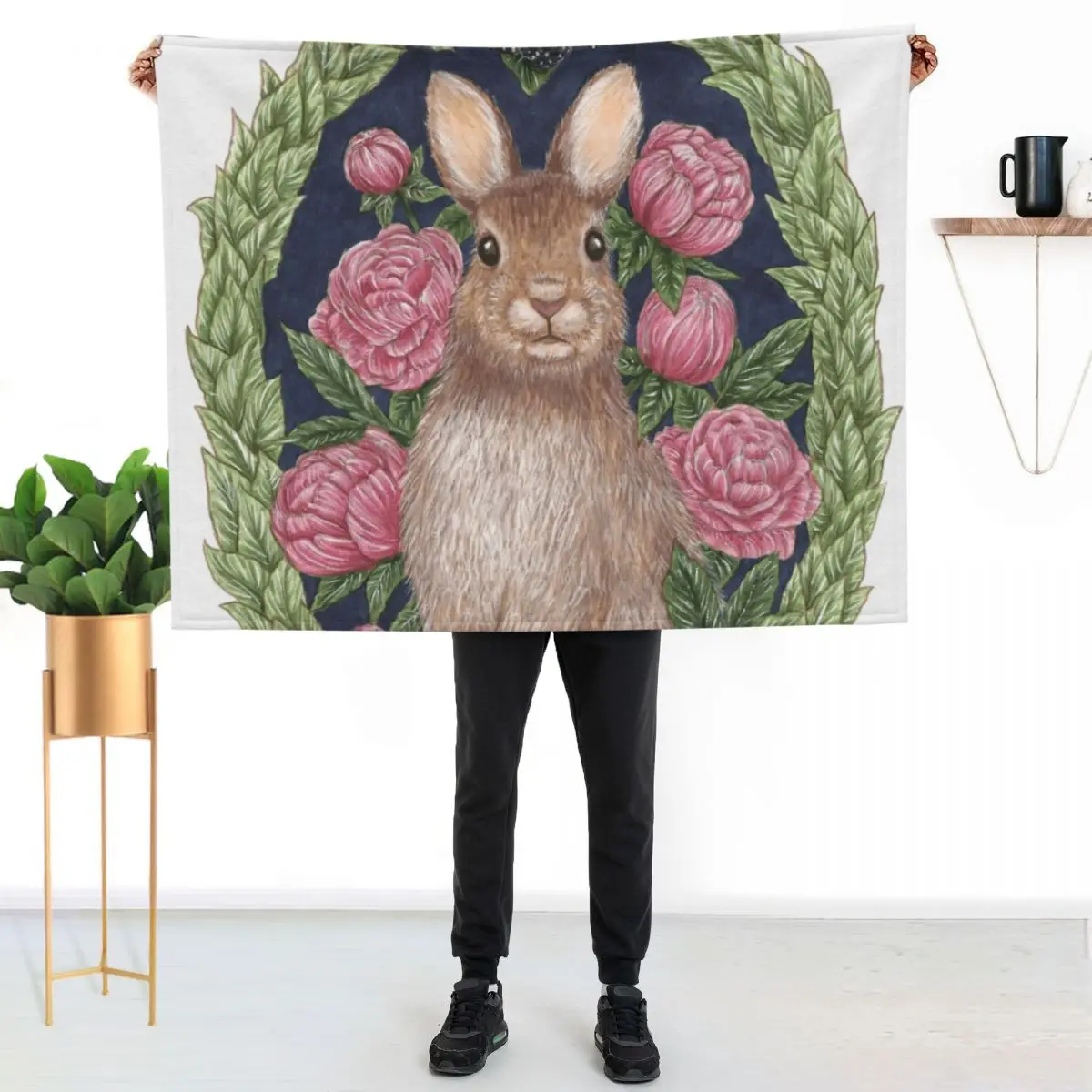 

Mr. Bun Bun Throw Blanket Soft Warm Blanket Gift for Grandparents