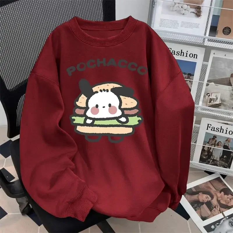 

Kawaii Pochacco Printed Cotton Sweatshirt Cute Sanrio Anime Boys Girls Round Neck Coat Autumn and Winter Sweet Loose Tops