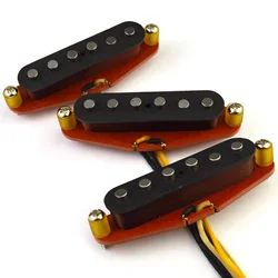 Vintage CS staggered  Handmade Texas Rock Alnico 5 Electric Guitar ST Single Coil Plain Enamel Pickup Red Fibre Base Overwound