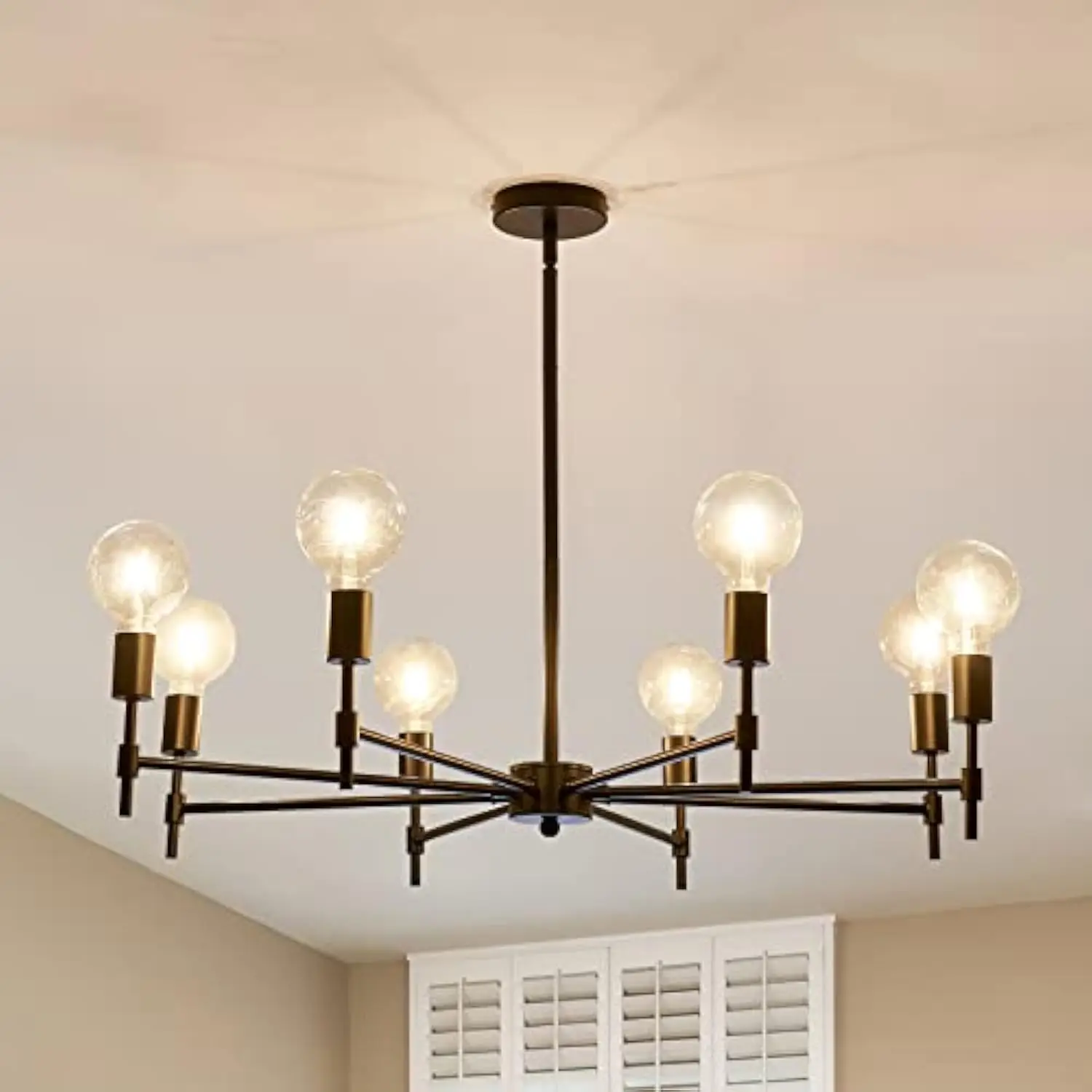 

8-Light Black Sputnik Chandelier Matte Industrial Flush Mount Ceiling Light Fixture Metal Modern Pendant Light for Farmhouse,