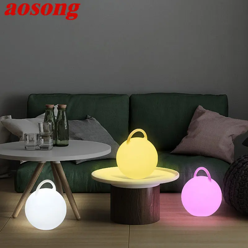 AOSONG Night Light 16 Colors With Remote Control Led Creative Portable Decor Home Atmosphere Lamp for Living Room Table Desk