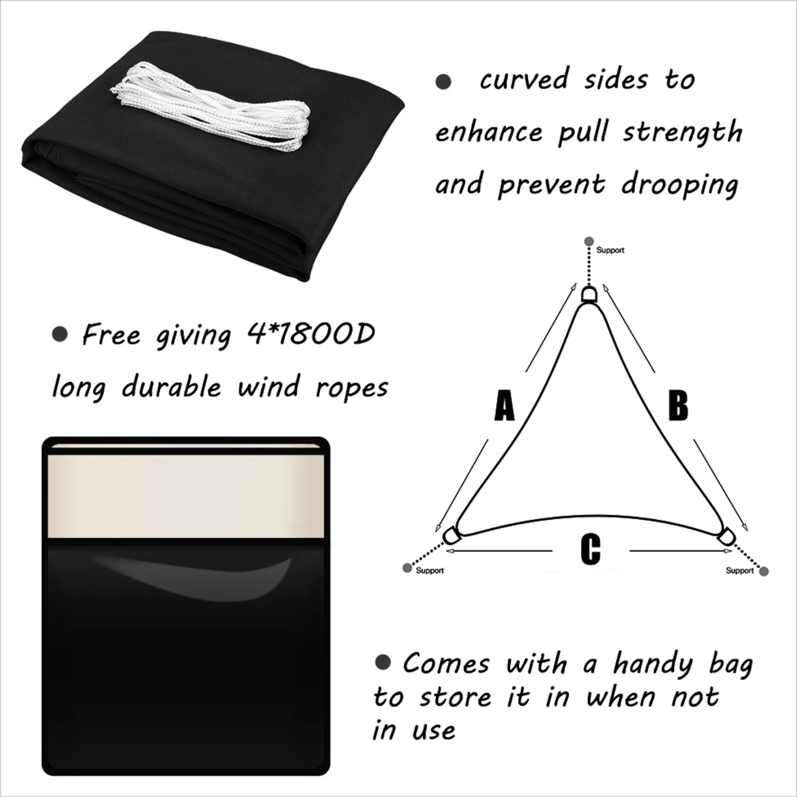 مثلث الشمس الظل الشراع في الهواء الطلق مقاوم للماء حديقة فناء بركة Awing المظلة للشاطئ التخييم المأوى ظلة الحماية ﻿ القماش