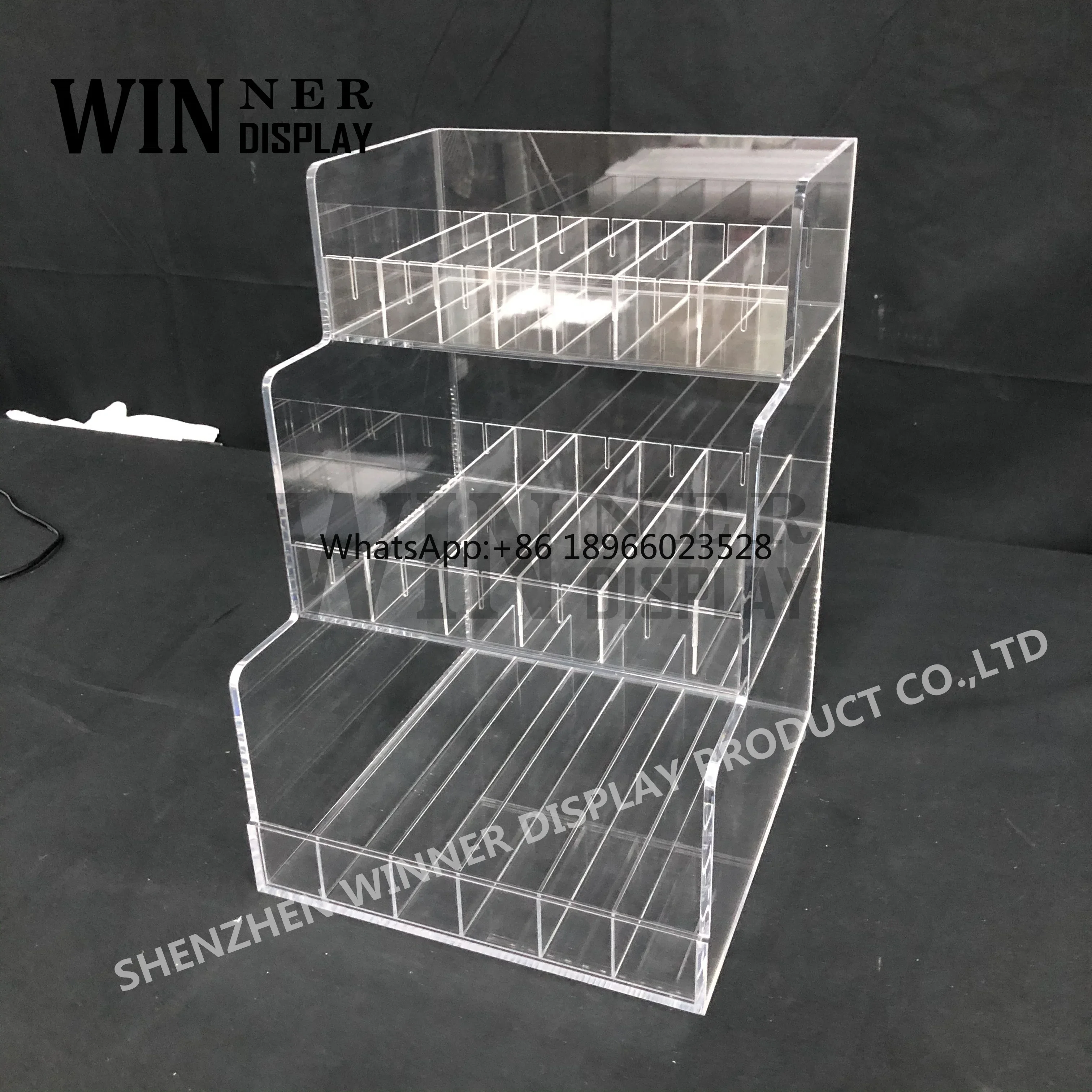 Customized Transparent Desktop Gift Displays Acrylic Nail polish Display Stand 3 Tiers Acrylic Nail Oil Bottles Display Racks