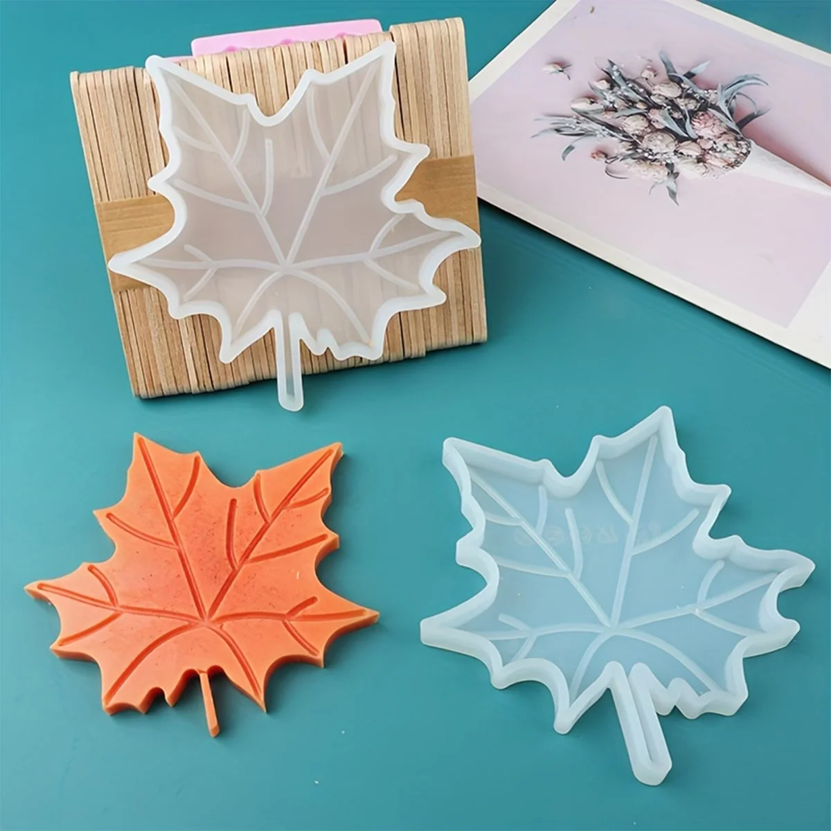 1pc Maple Leaf Coaster Silicone Mould Diy Mirror Maple Leaf Glue Mould Plaster Tree Glue Mould DIY Candle Mould