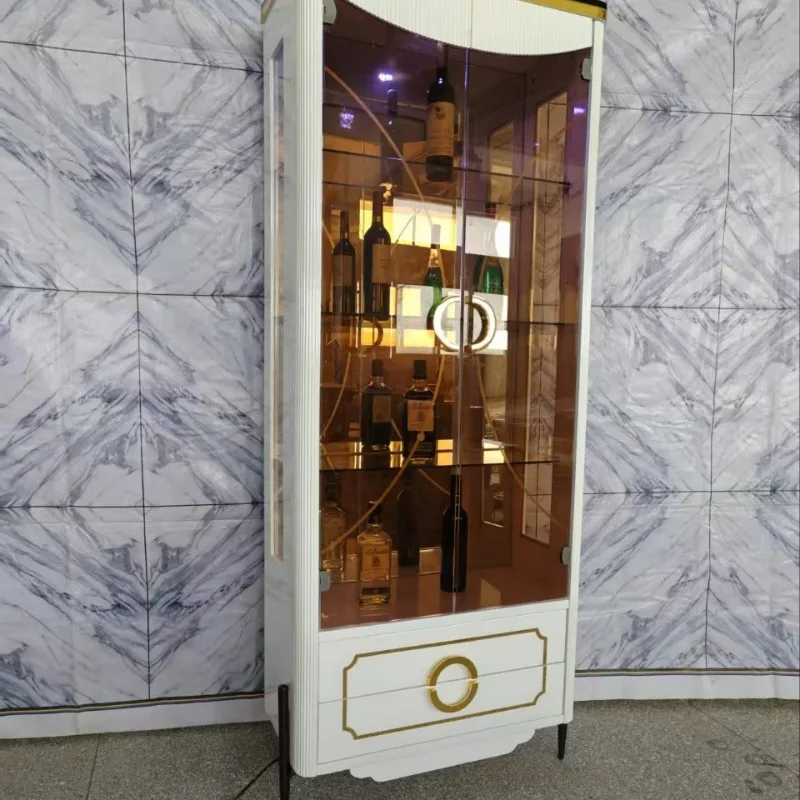 Living room glass door wine cabinet household small figure storage cabinet against the wall light luxury storage cabinet light l