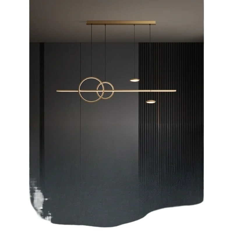 

All-copper dining room chandelier simple modern dining table bar lamp Light luxury creative dining room long strip lamp