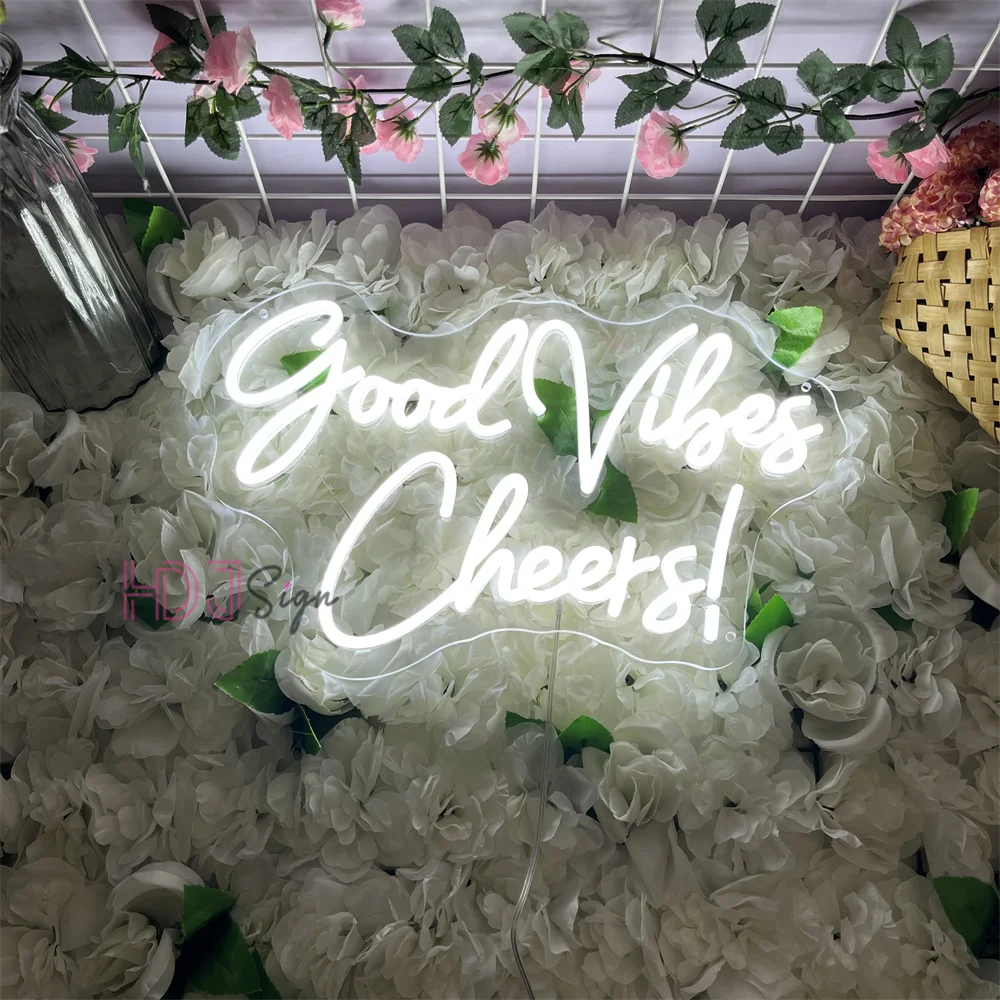 

Неоновая вывеска Good Vibe Cheers для стены, комнаты, вечеринки, бара, декора, светодиодные неоновые огни, вечерние, ресторан, кофейное украшение, светодиодные неоновые вывески