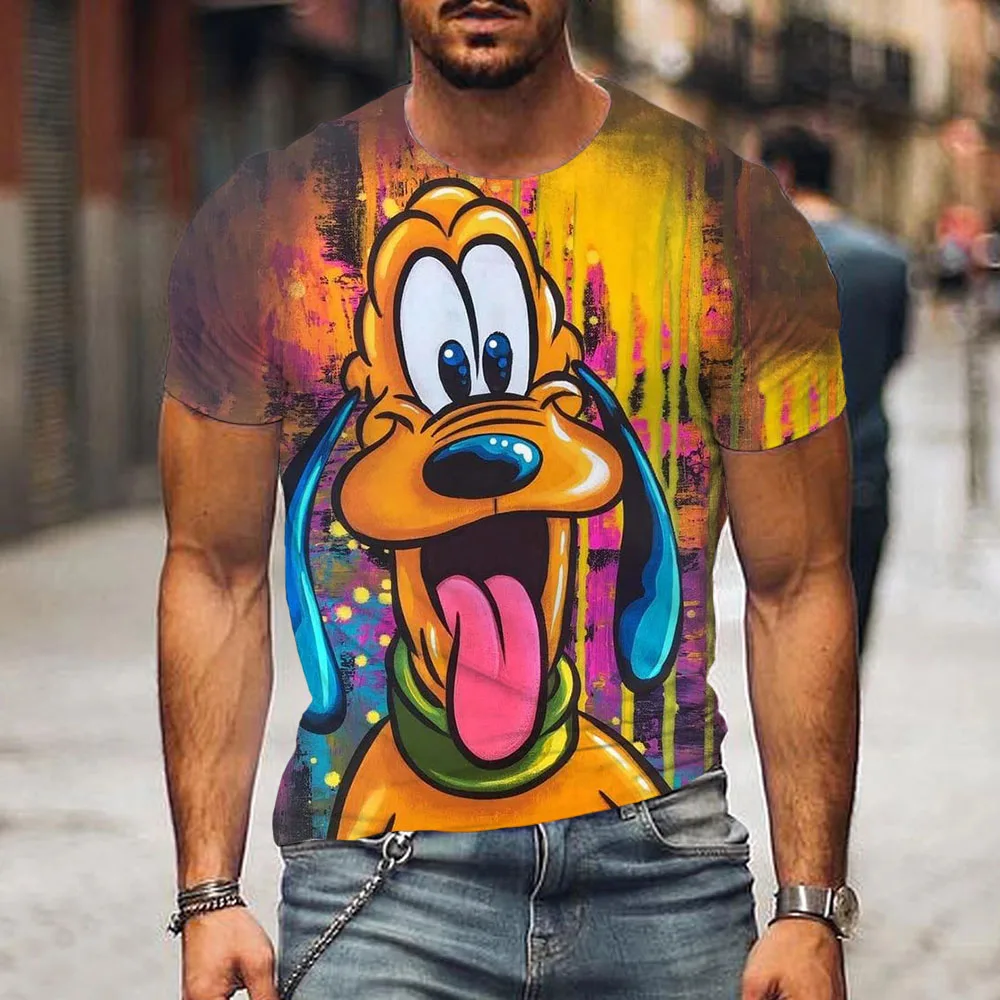 Disney Goofy cartoon print T-shirts Men Clothing Summer Fashion Casual Short Sleeve Cool T Shirt Harajuku Streetwear Tops Tee ﻿