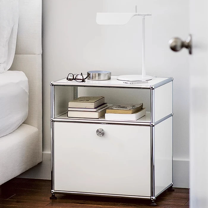 

Bedroom Interior Stainless Steel Modular Storage Jewelry Cabinet Light Luxury Minimalist Medieval Bedside Table