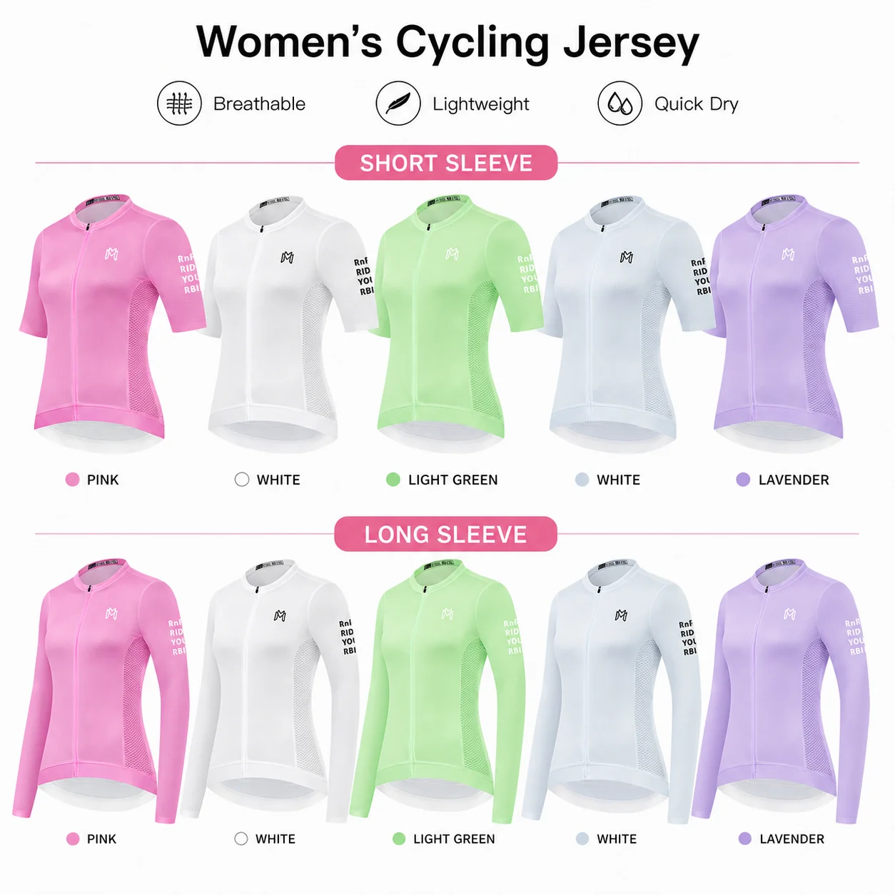 MALFC Damen Rennradtrikot Kurz- und Langarm Schnelltrocknend Atmungsaktives Fahrradtrikot Rennrad-Oberteil
