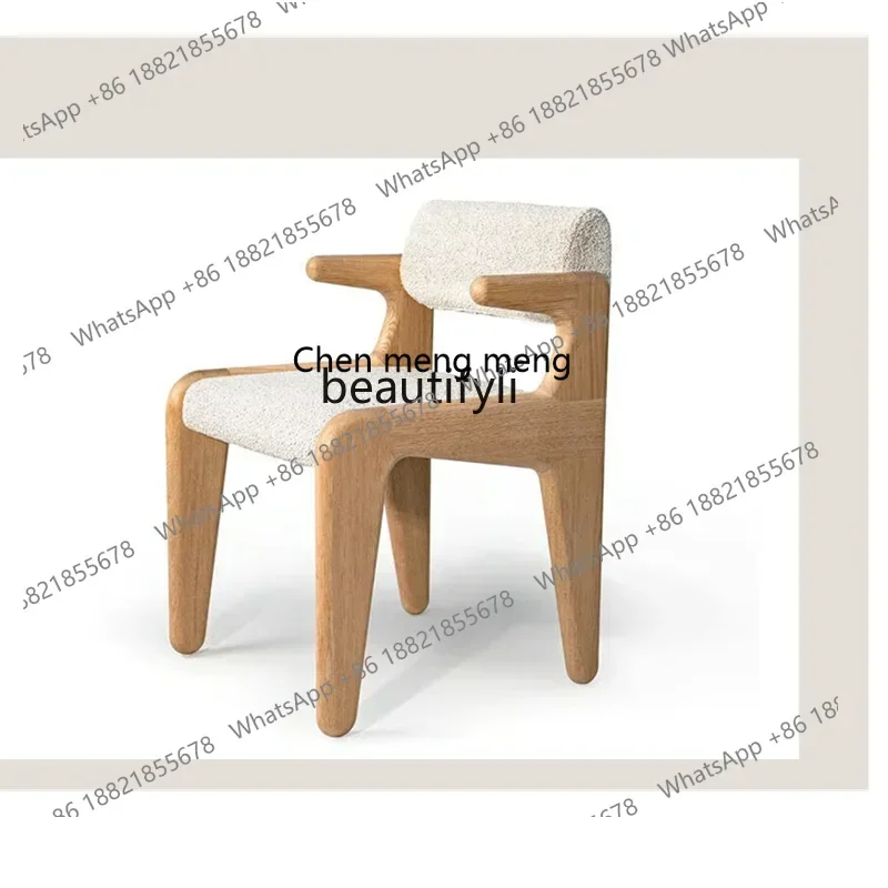 

ss1001 Solid wood dining chair home armrest fabric study retro homestay cafe chair