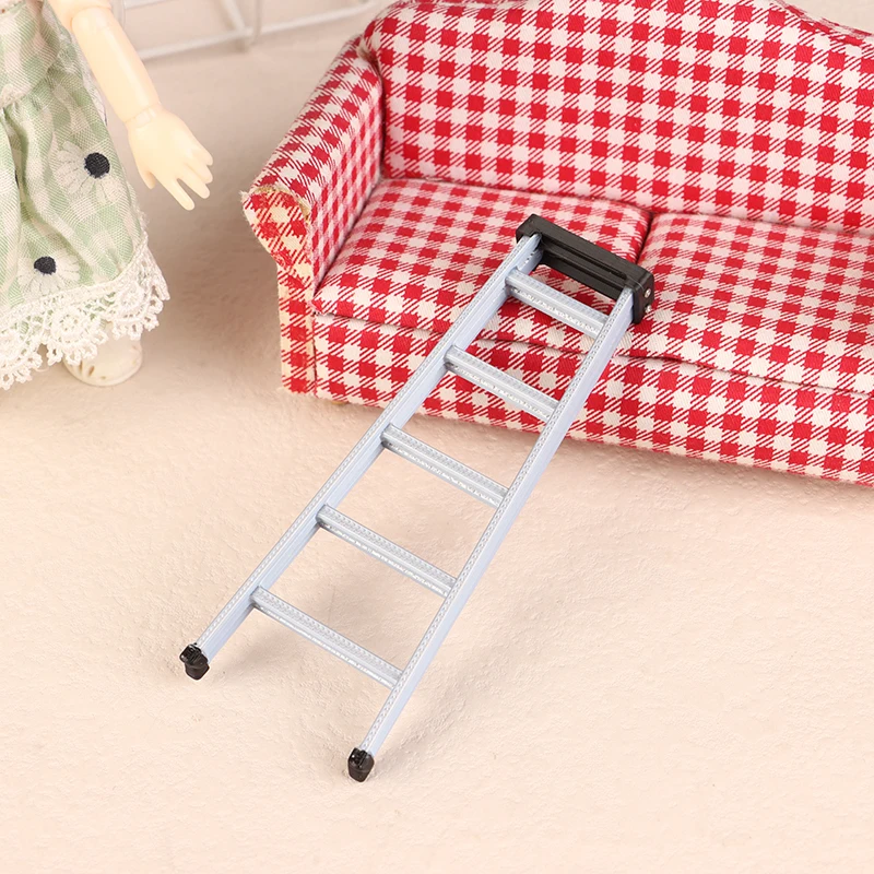 1:12 Dollhouse Mini Plastic Ladder Model, Mini Furniture Ladder Decor Toy Accessories, Micro Scene Construction Props