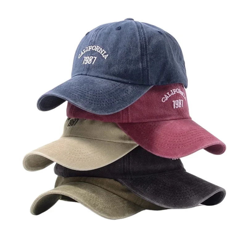 Vintage Embroidered Washed Baseball Cap Unisex Adjustable Soft Top Sun Hat for Outdoor Sports and Casual Wear