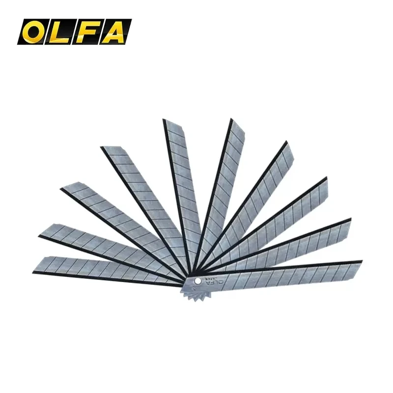 10 lame originali giapponesi OLFA ASBB-10 Multipurpose Small Acciaio Inox Blades 0.38mm Art Blade 9mm Wide Lama nera di alta qualità affilata e durevole Lama di ricambio della lama della cancelleria