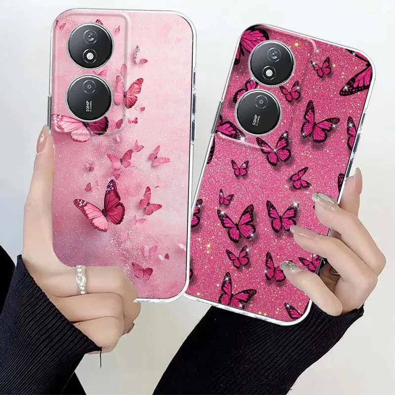 Capa de Telefone com Padrão de Borboleta Rosa para Honor Magic 8 7 6 5 4 3 400 200 100 90 80 70 50 9X Pro Flat GT Smart Lite
