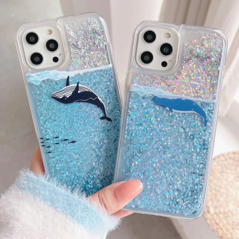 Redmi Note 11 Pro Case for Xiaomi Mi 10T Lite 12 11s 10 10s 9 9T POCO X3 X4 NFC Dolphin Shark Glitter Liquid Quicksand TPU Cover