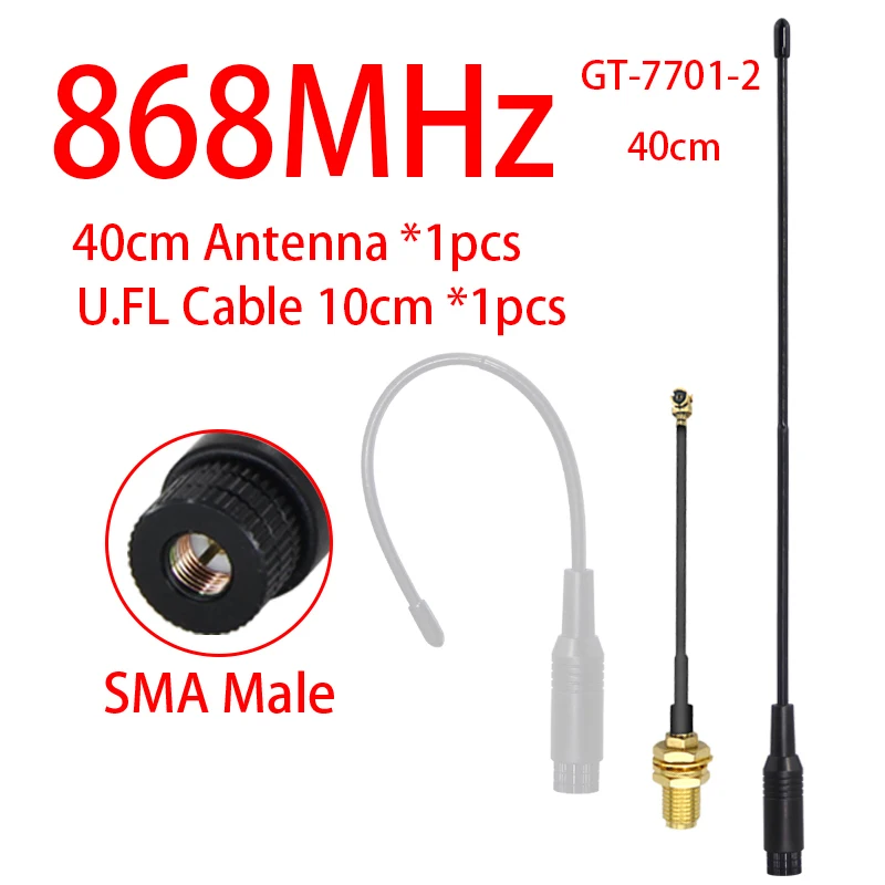 Antena Fleksibel GIZONT 868MHz LoRa SMA Male 863-870MHz High Gain Soft Antenna untuk Meshtastic LoRaWAN ESP32 Data Nirkabel