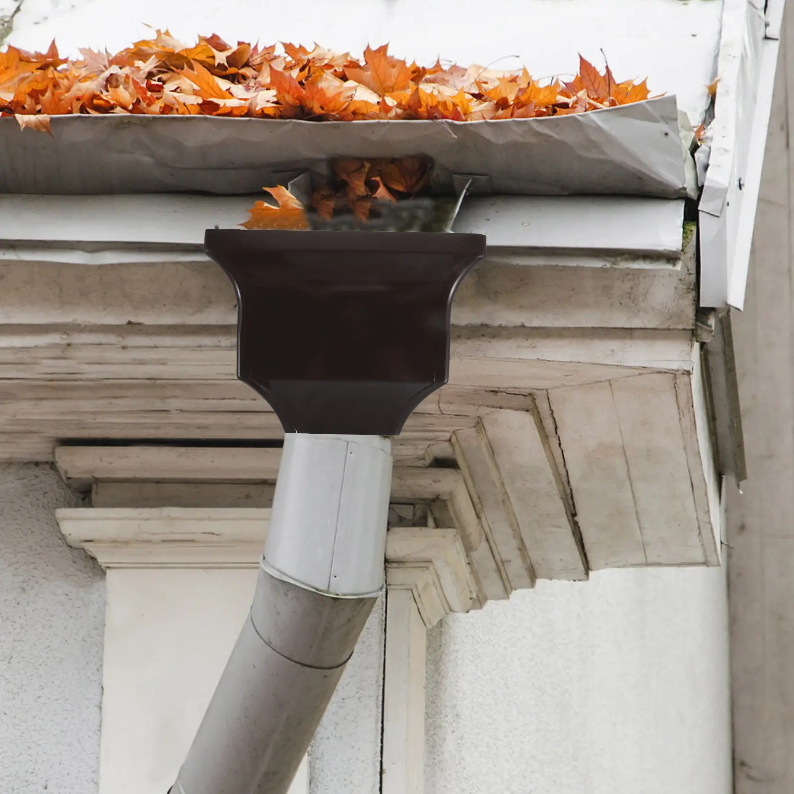 Aluminum Gutter Downspout Adapter Rainwater Diverter Coffee Bottom 3.54x4.72 in Roof Drain Connector Extension for Garden Patio