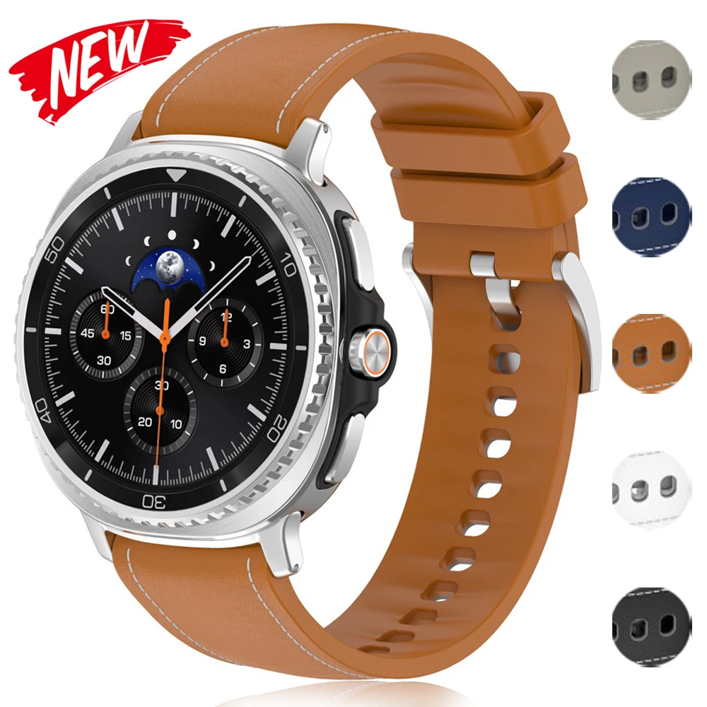 

Кожаный ремешок без зазоров для Samsung Galaxy Watch 8, классический регулируемый браслет для Galaxy Watch 8, сменный браслет 40/44 мм