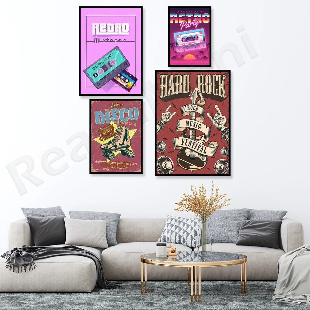 Cartaz de discoteca vintage, festa de karaokê, pôster de mixtape, impressão de festa, decoração de arte de parede de estúdio de música, festa, presente para amantes de discoteca