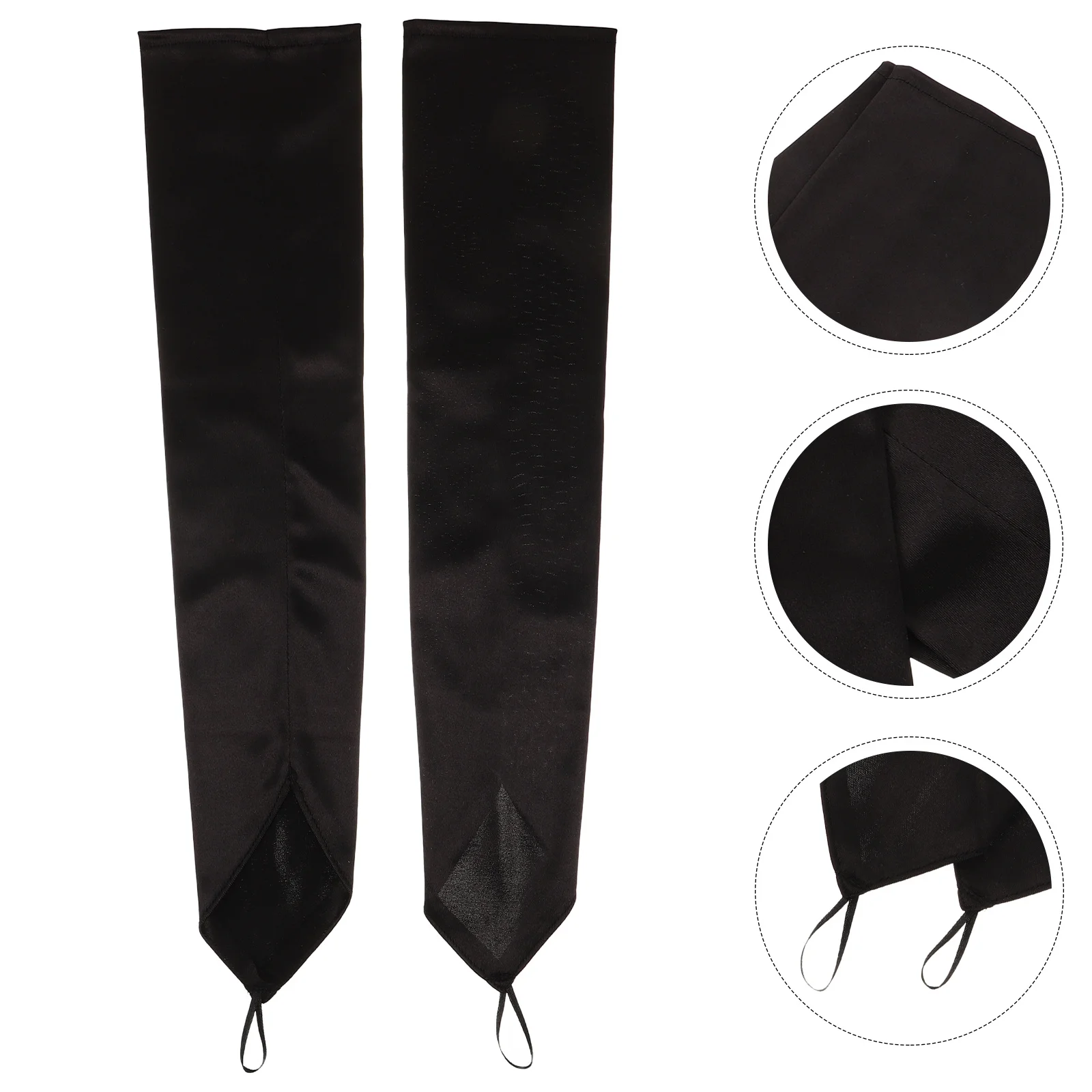 قفازات سوداء عتيقة من الساتان بدون أصابع طويلة بطول الكوع فستان زفاف أنيق قفازات نسائية رسمية #1