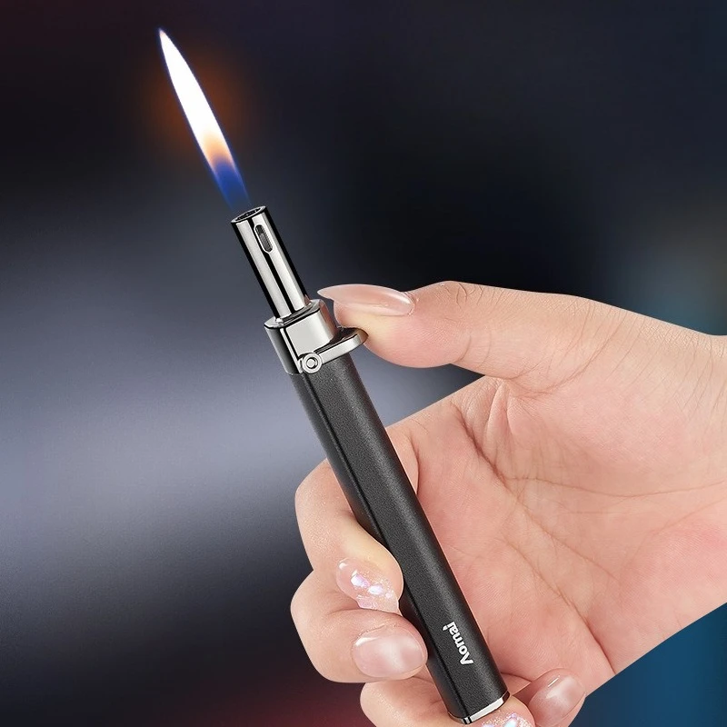 

Новая металлическая персонализированная компактная надувная зажигалка Omai, маленькая полоска, зажигалка с открытым пламенем, портативная оптовая продажа, праздничный gif