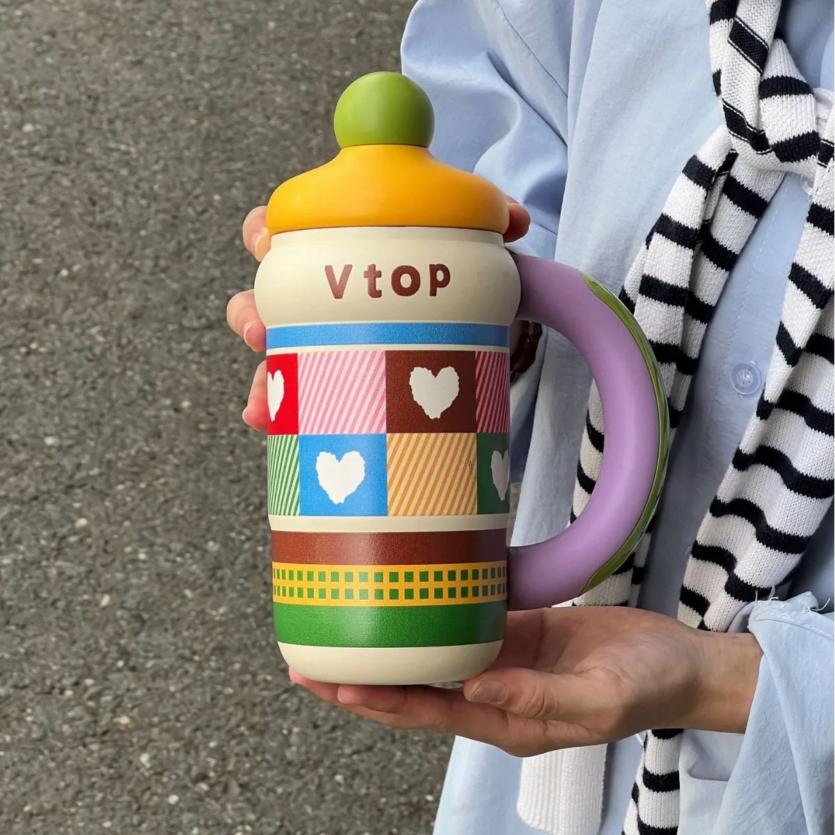 الأكثر مبيعا معكرون اللون الحفاظ على الباردة والحرارة كوب الثلج الفولاذ المقاوم للصدأ كوب معزول المحمولة سيارة المزدوج كوب ماء للشرب #6