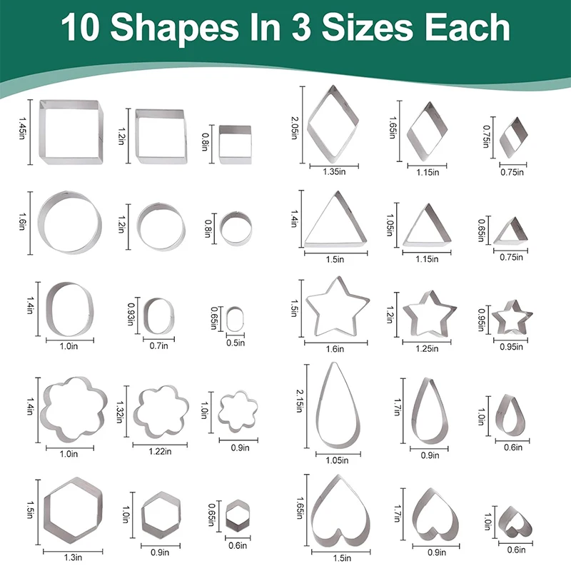 30Pcs Mini Cookie Cutters Set Stainless Steel Cookie Cutters Shapes with Box Star Triangle Cookie Biscuit Cutter Variety Pack