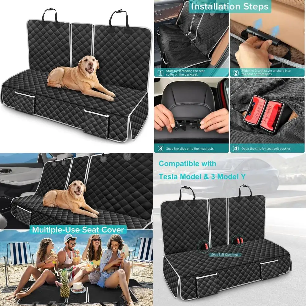 

Dog Car Seat Cover Compatible with Tesla Model 3 Model Y 2017-2026 Back Seat Accessories Highlander Juniper, Waterproof Pet Benc