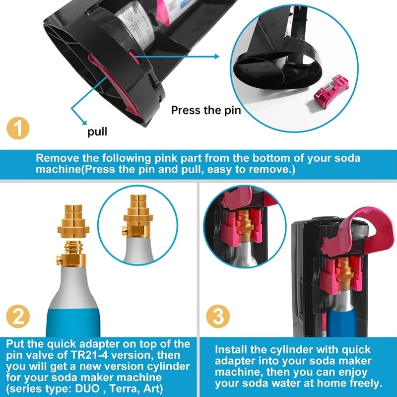 CO2 퀵 어댑터 스파클링 워터 메이커, 빠른 연결, 범용 CO2 액세서리, 아트 TR21-4 스파클링 워터 버블러