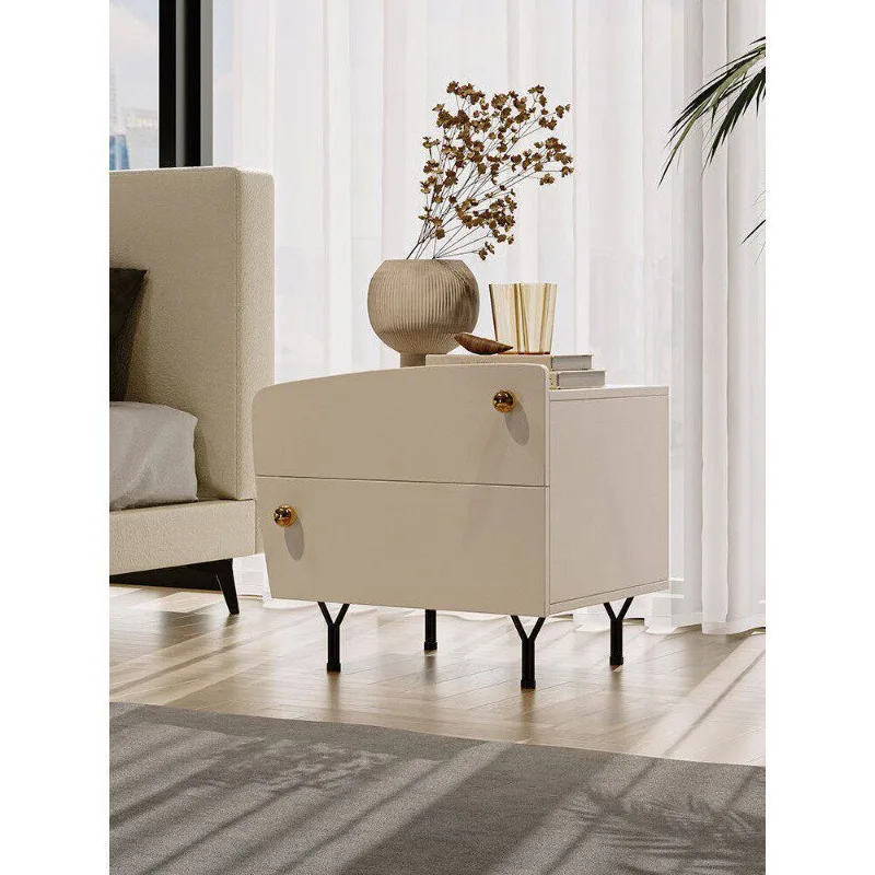 Cream wind bedside table special-shaped modern simple bedroom storage cabinet Italian minimalist bedside creative bedside locker