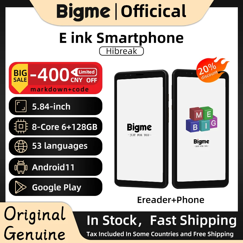 Bigme-liseuse de livres électroniques Hibreak, écran 5.84 pouces, compatible avec Android 11 et Kindle