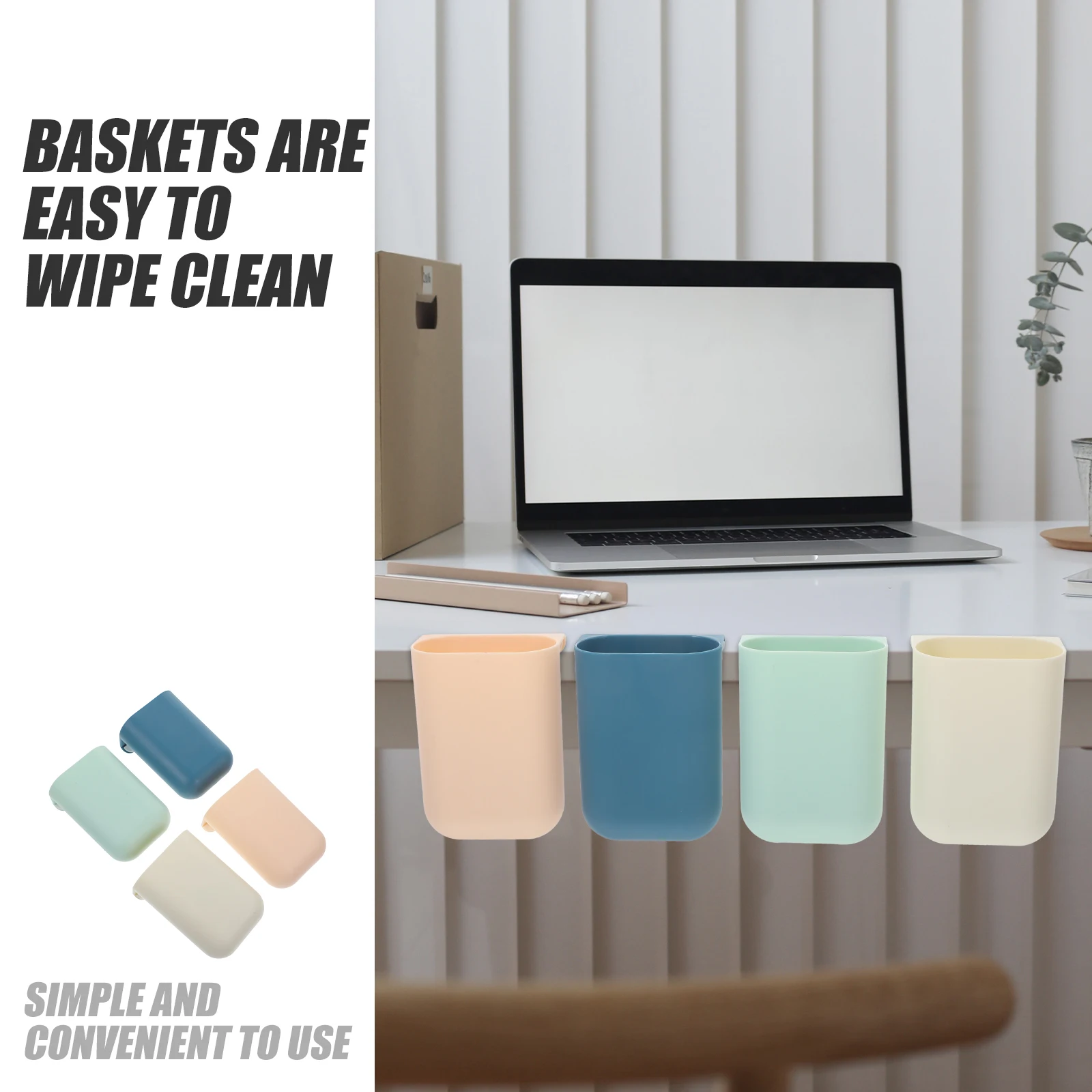 

4Pcs Hanging Storage Bucket Plastic Space Saving Organizer for Rolling Cart Tabletop Sundries Container