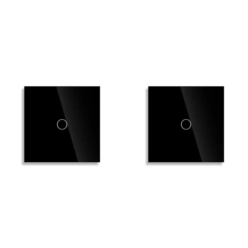 【FITTING】2X EU 1Gang 2Way Dual Touch Switch Tempered Glass Panel Stair Switch Bedroom Sensor Switches No Need WI-FI Black