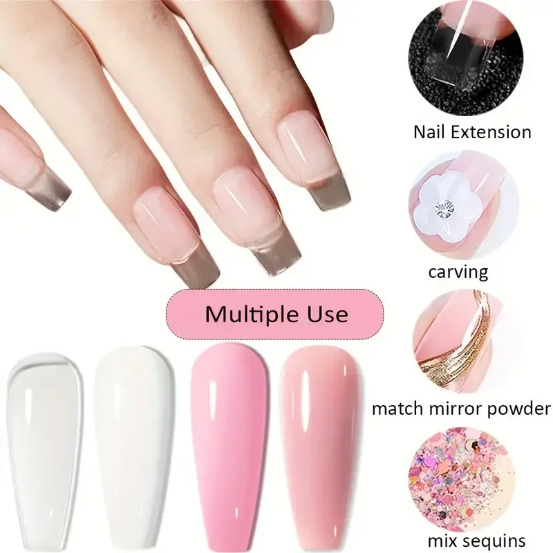 100ml Clear Non Stick Hand Extension Gel Nail Polish for 3D Shaping Nail Art Solid Milky Jelly Hard Gel for Fake Nail